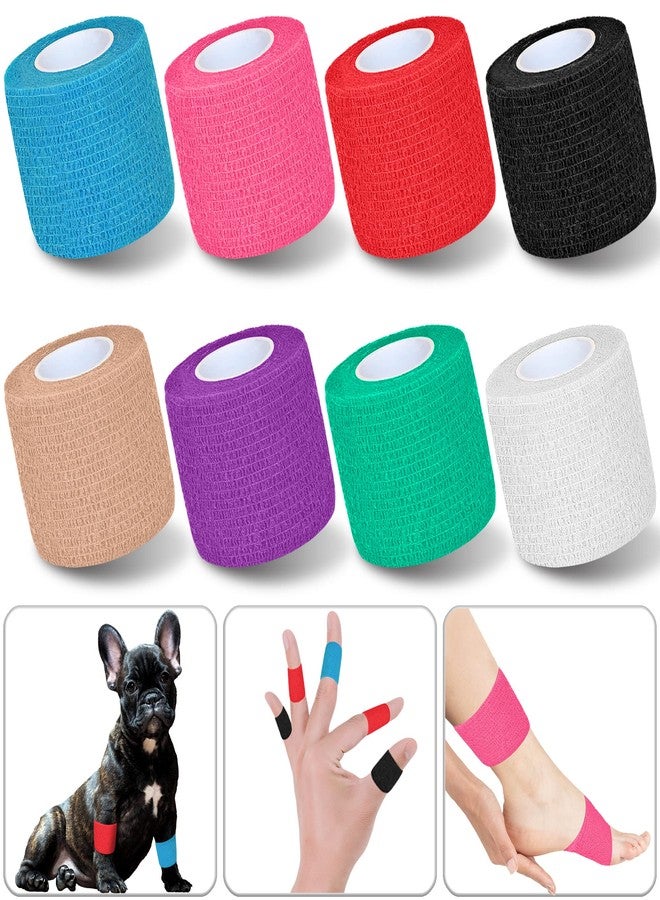 Chewarelly 8 Pack 2 in x 5 Yards Self Adhesive Bandage Wrap Elastic Cohesive Self Adherent Bandage Self Stick Vet Tape for Athletic, Wrist, Ankle, Knees, Pets (Mixed Colors 2) - Image 1